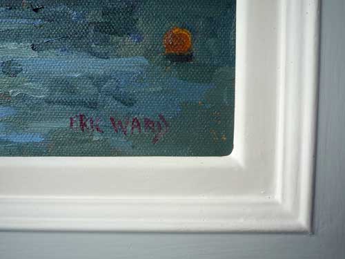 Eric Ward Boats in St Ives Harbour oil on canvas