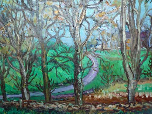 E Hope Henderson Parton Landscape oil on board