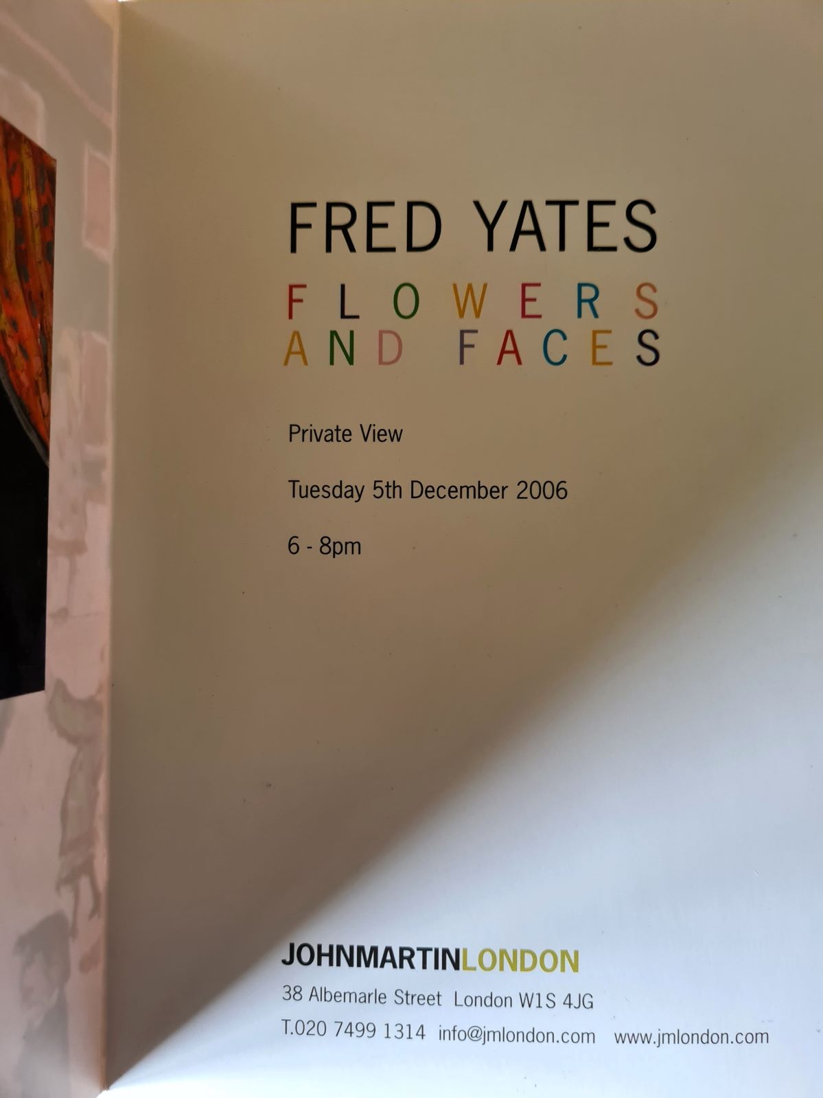 Fred Yates Flowers and Faces exhibition catalogue