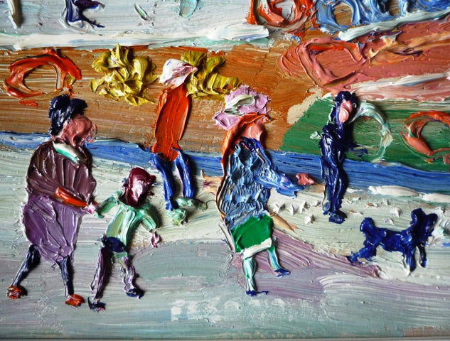 Fred Yates Figures at Lamorna Cove oil on board