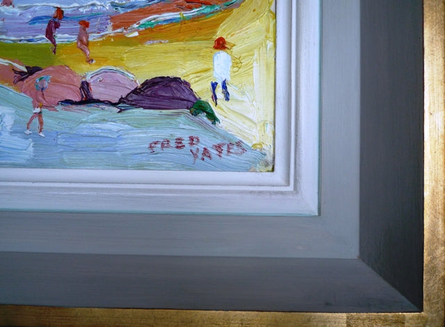Fred Yates Figures at Lamorna Cove oil on board