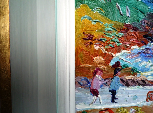 Fred Yates Figures at Lamorna Cove oil on board