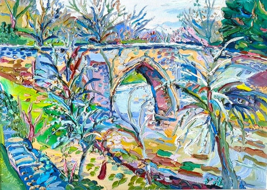 Fred Yates Old Roman Bridge oil on canvas