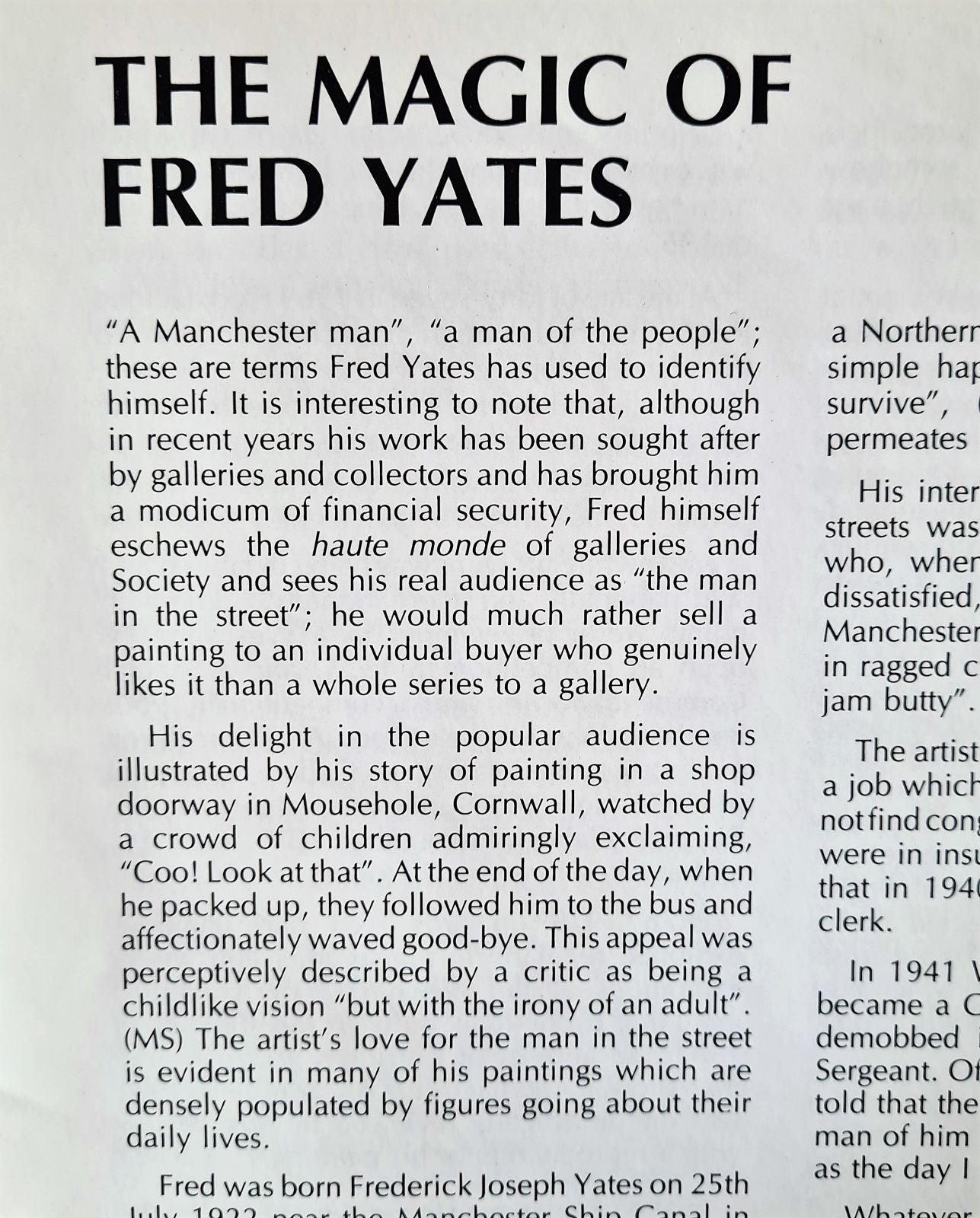 Fred Yates Recent Paintings catalogue 1990