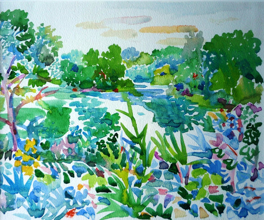 Fred Yates River Landscape original watercolour