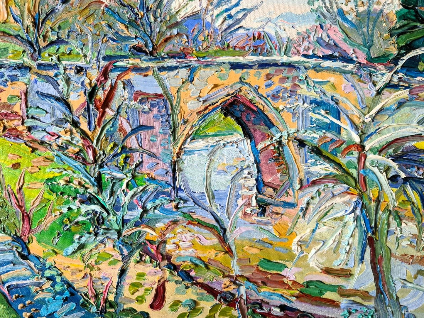 Fred Yates Old Roman Bridge oil on canvas