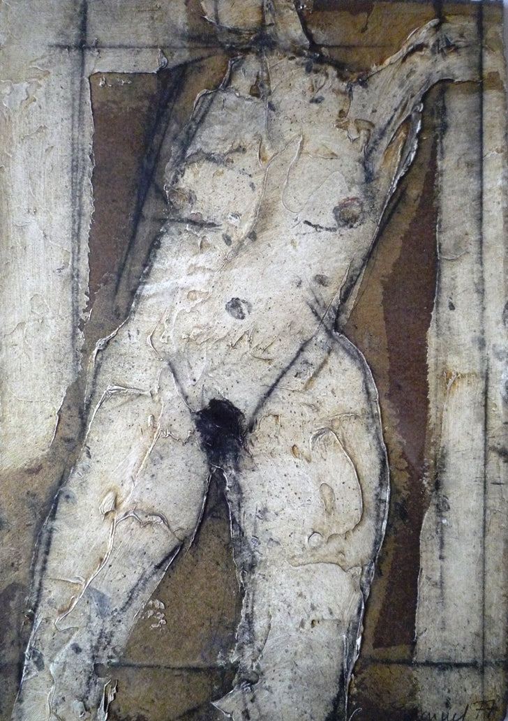 John Emanuel Figure oil and mixed media on paper