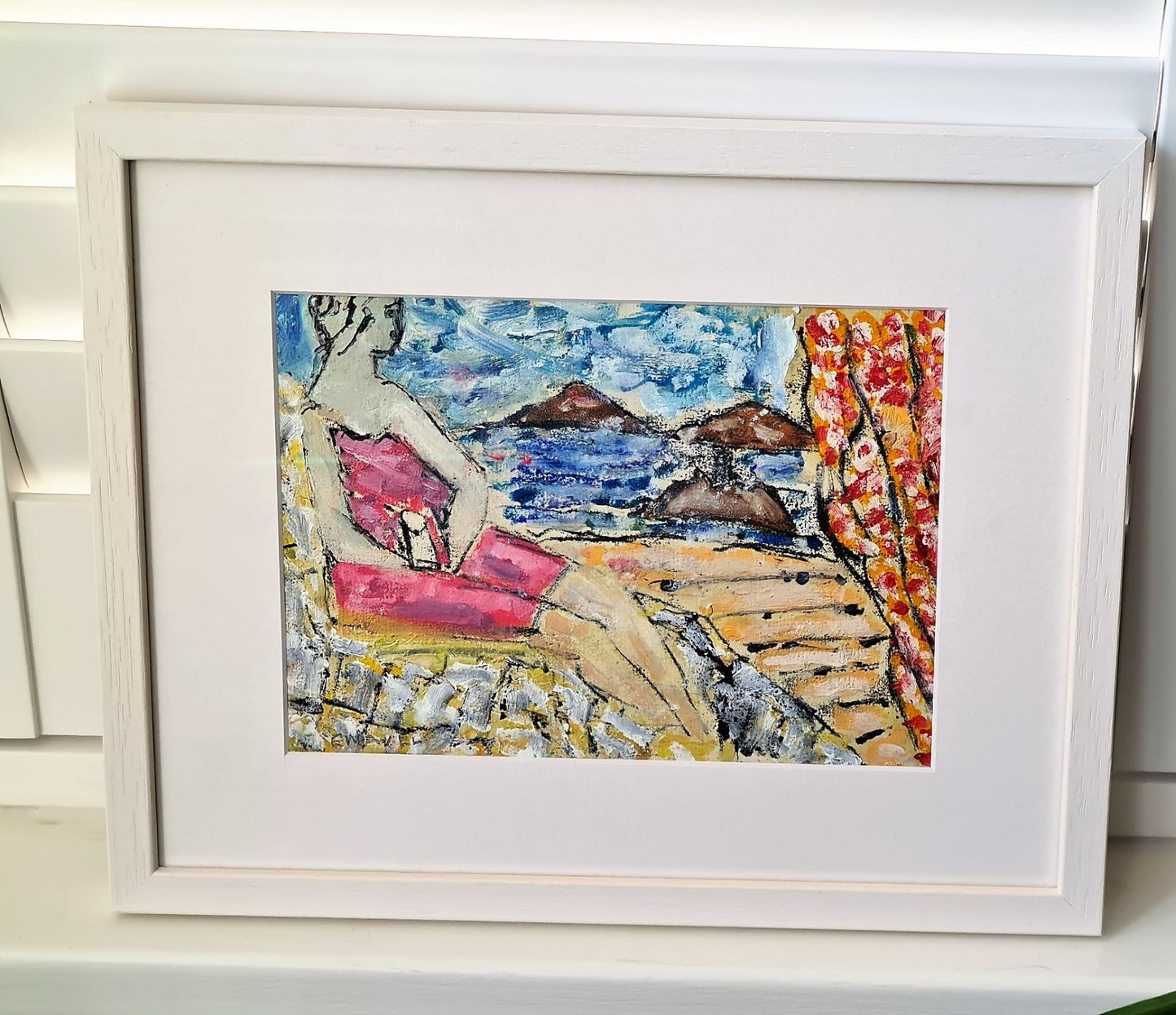 John Emanuel Figure with Seascape oil on paper