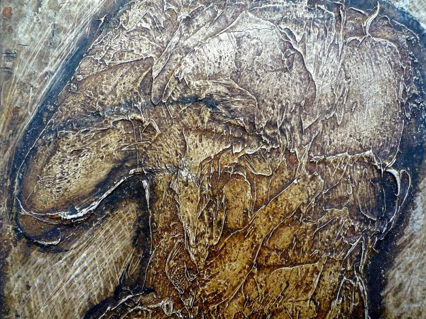 John Emanuel Figure of a Man oil and mixed media painting