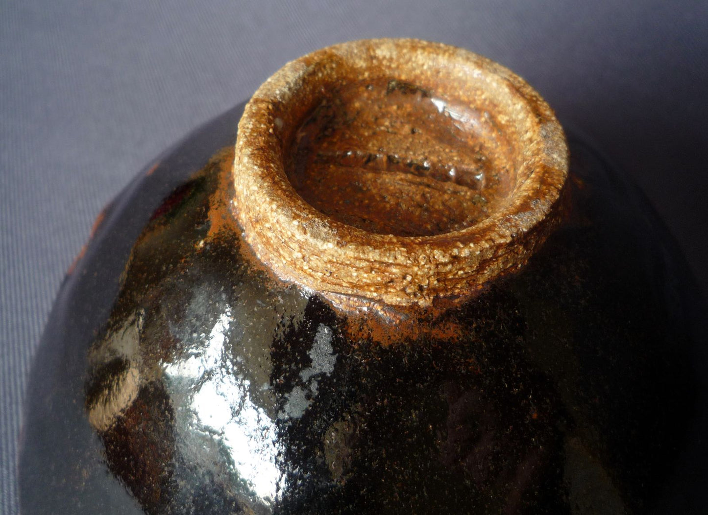Peter Swanson Small Hand Carved Tenmoku Glaze Bowl