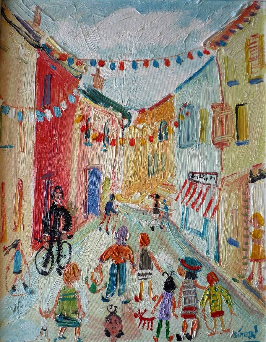 Simeon Stafford St Ives Street Scene oil painting