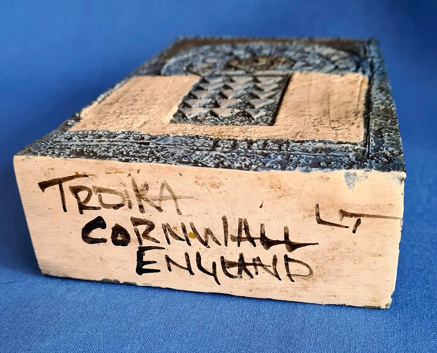 Troika Pottery Rough Textured Slab Vase by Linda Taylor