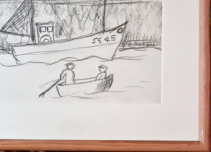Alan Lowndes St Ives Fishing Boat SS45 graphite on paper
