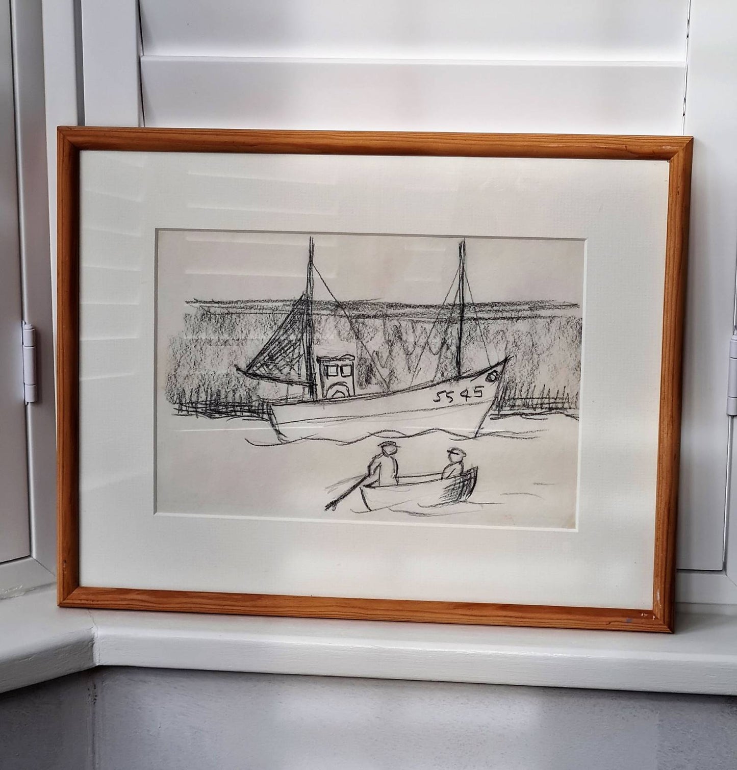 Alan Lowndes St Ives Fishing Boat SS45 graphite on paper