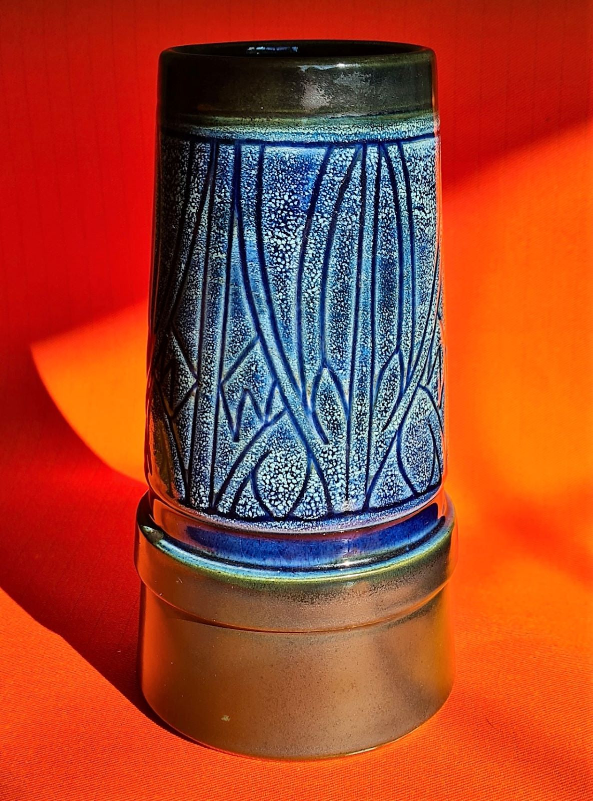 Celtic Pottery Blue Medallion Pattern Vase