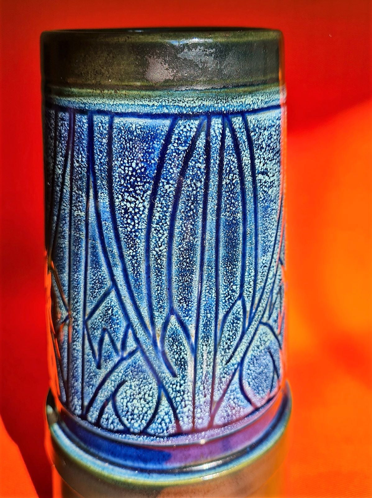 Celtic Pottery Blue Medallion Pattern Vase