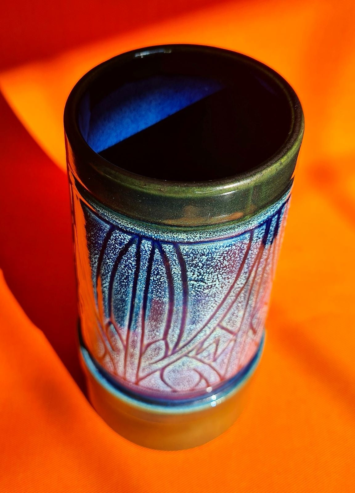 Celtic Pottery Blue Medallion Pattern Vase