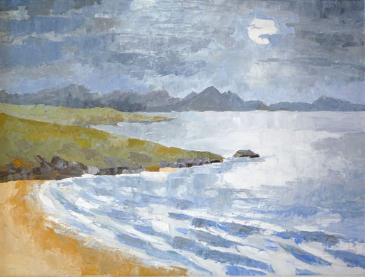 David Barnes Moonlit Seascape oil on canvas