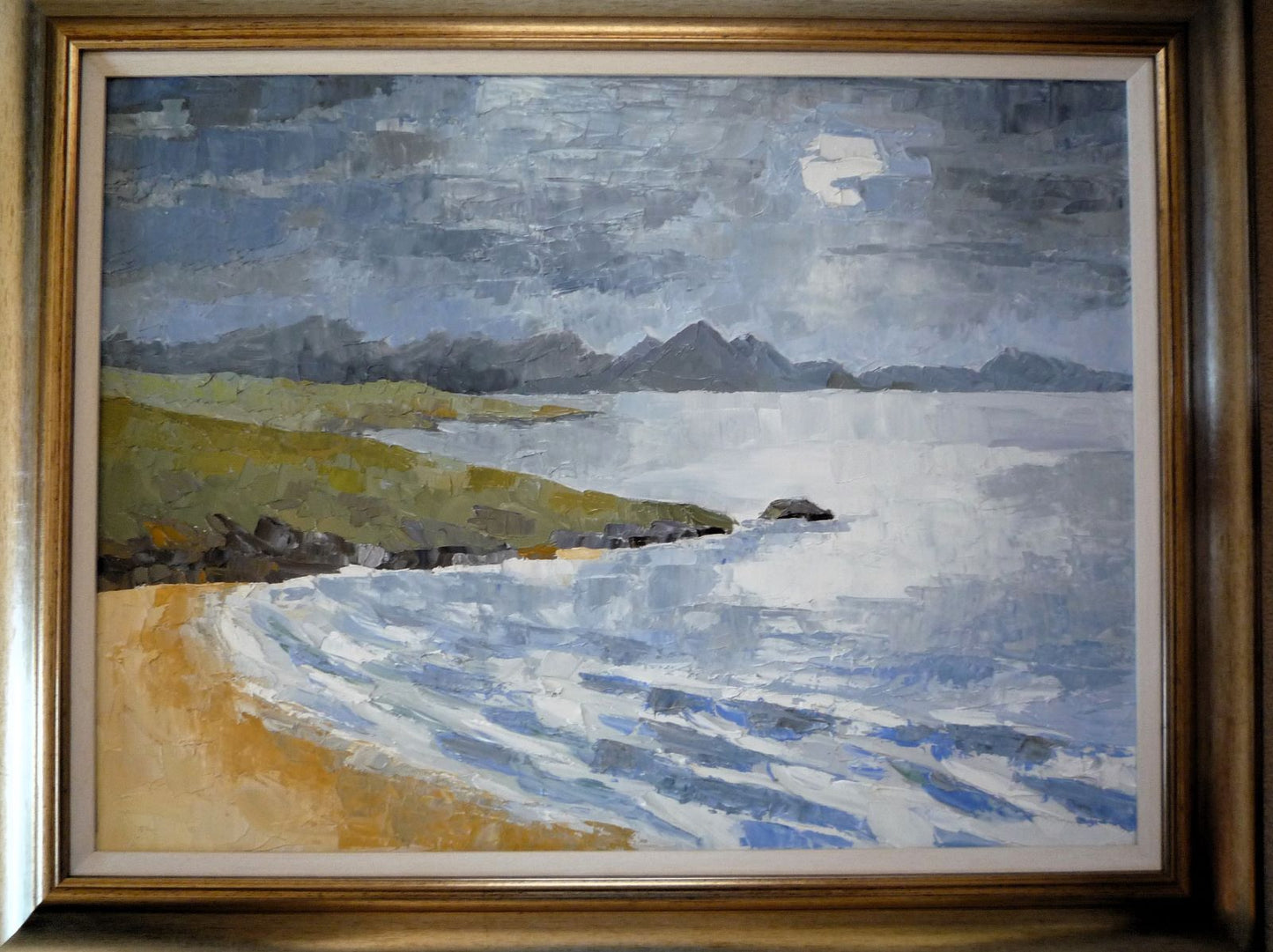 David Barnes Moonlit Seascape oil on canvas