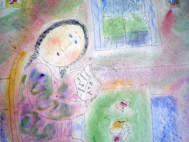 Dora Holzhandler Girl Reading watercolour painting