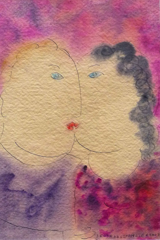 Dora Holzhandler The Kiss watercolour painting
