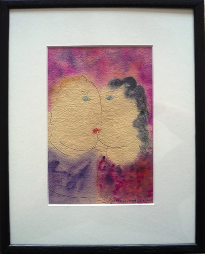 Dora Holzhandler The Kiss watercolour painting
