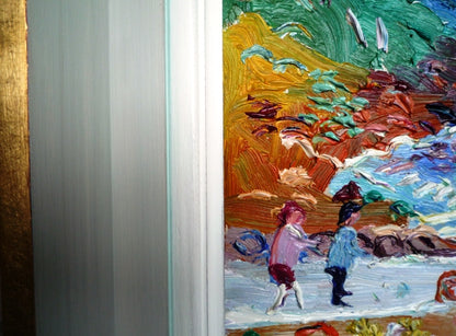 Fred Yates Figures at Lamorna Cove oil on board