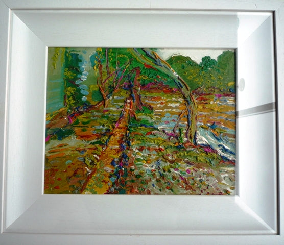 Fred Yates oil on canvas painting Crossing the River