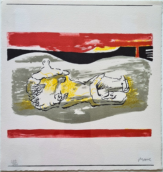 Henry Moore Reclining Figure with Red Stripes signed print