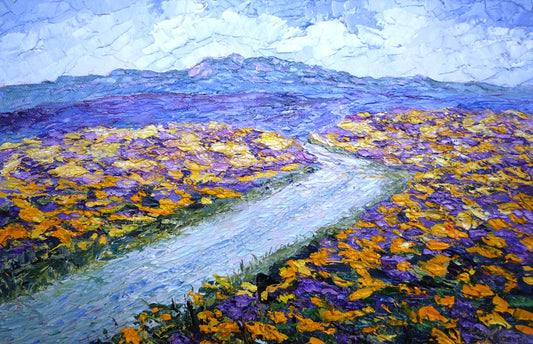 Joan Speight Patchwork Gorse & Heather oil painting