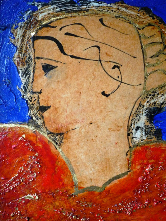 John Emanuel Classical Head oil and gold leaf on panel