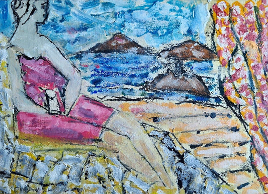 John Emanuel Figure with Seascape oil on paper