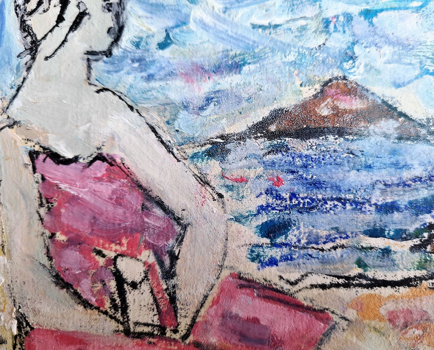 John Emanuel Figure with Seascape oil on paper