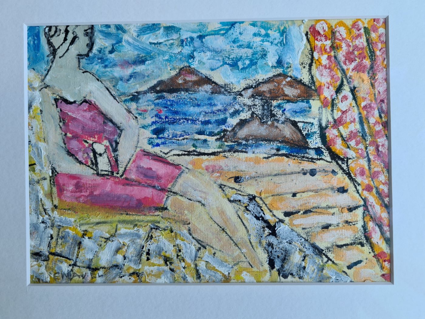 John Emanuel Figure with Seascape oil on paper