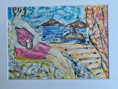 John Emanuel Figure with Seascape oil on paper