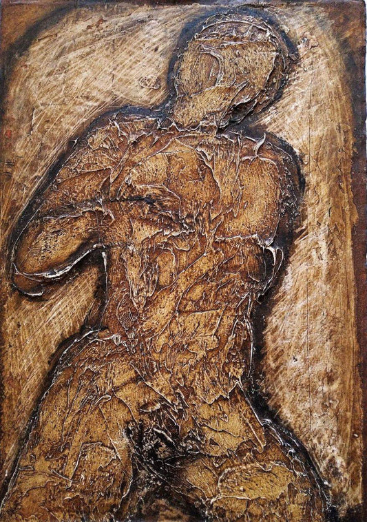 John Emanuel Figure of a Man oil and mixed media painting