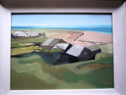 Michael Praed Morvah Cornish Landscape oil on board