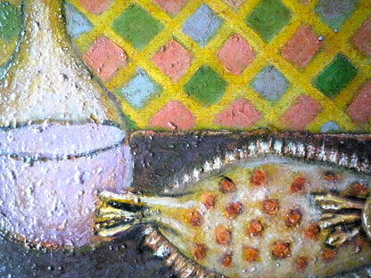 Norman Bray Modern British Still Life Claret Jug with Fish