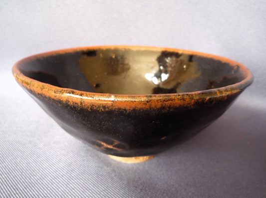 Peter Swanson Small Hand Carved Tenmoku Glaze Bowl