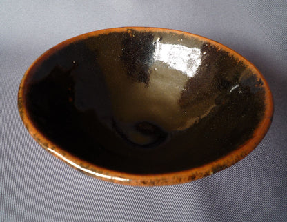Peter Swanson Small Hand Carved Tenmoku Glaze Bowl